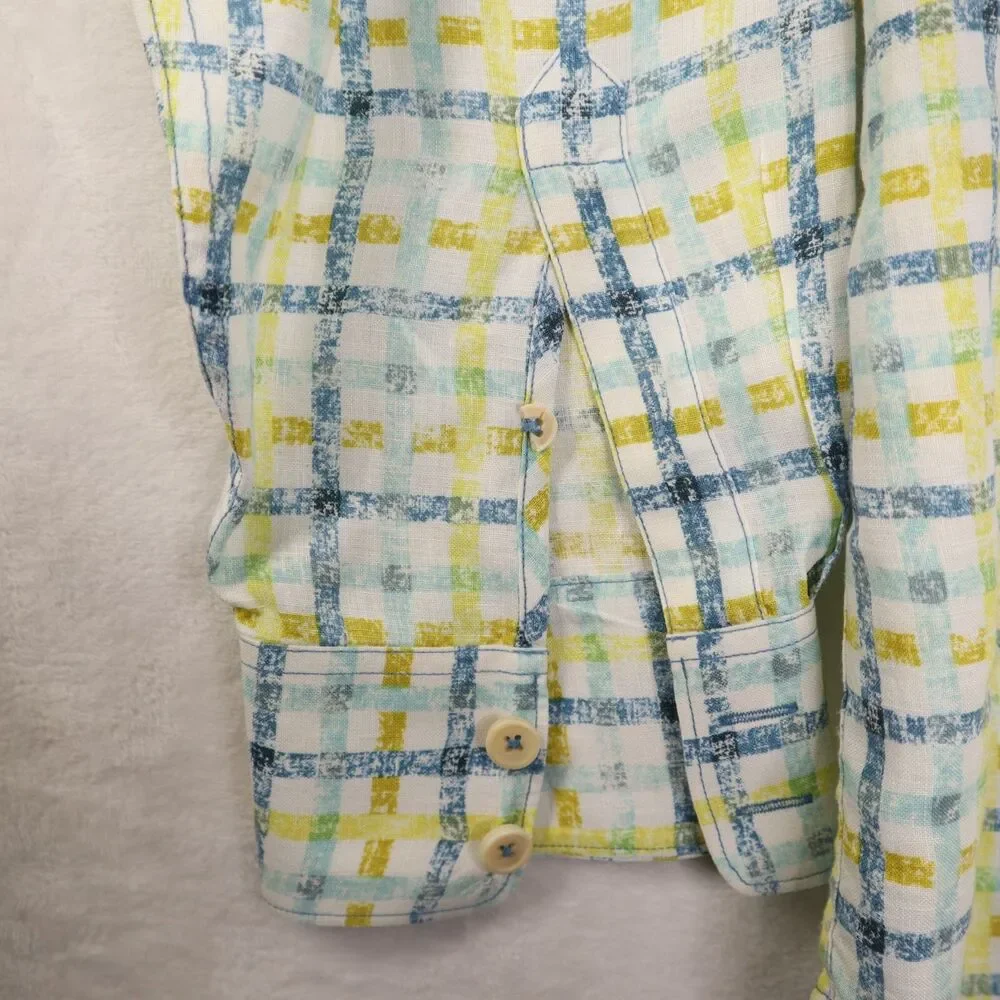 Tommy Bahama Relax Men's 100% Linen Multicolor Long Sleeve Button Up Shirt XL - Picture 3 of 9